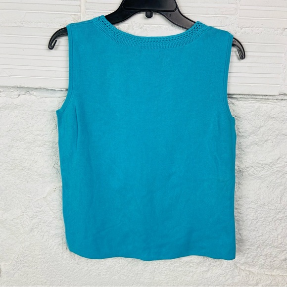 Designers Originals cotton blue Turquoise knit sleeveless blouse size medium - Picture 10 of 11